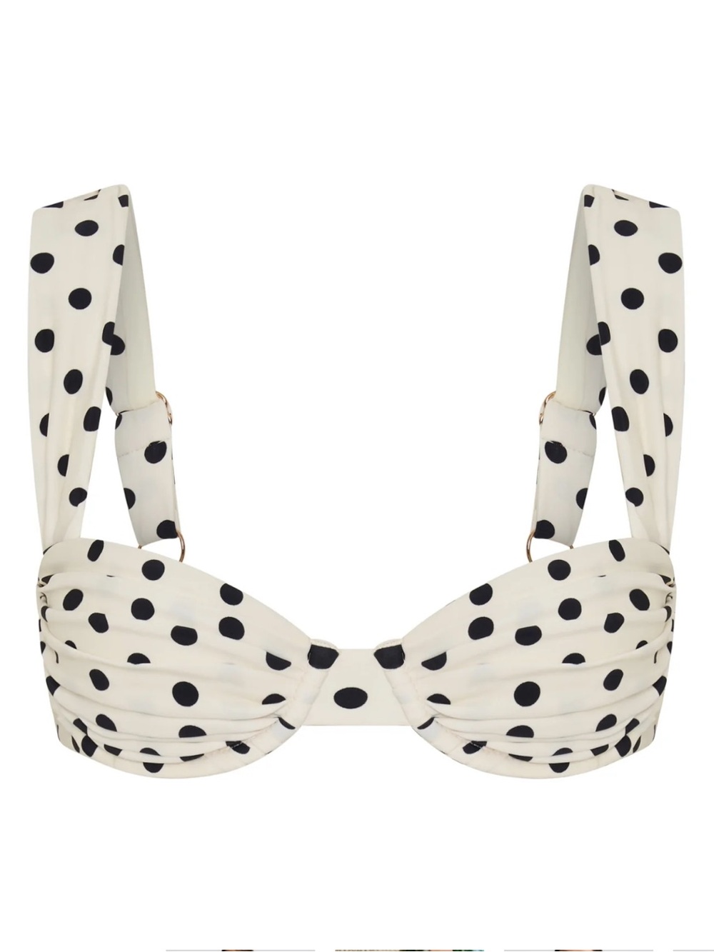 Polka Dot Underwire Bikini Top - Cream with Black Dots
